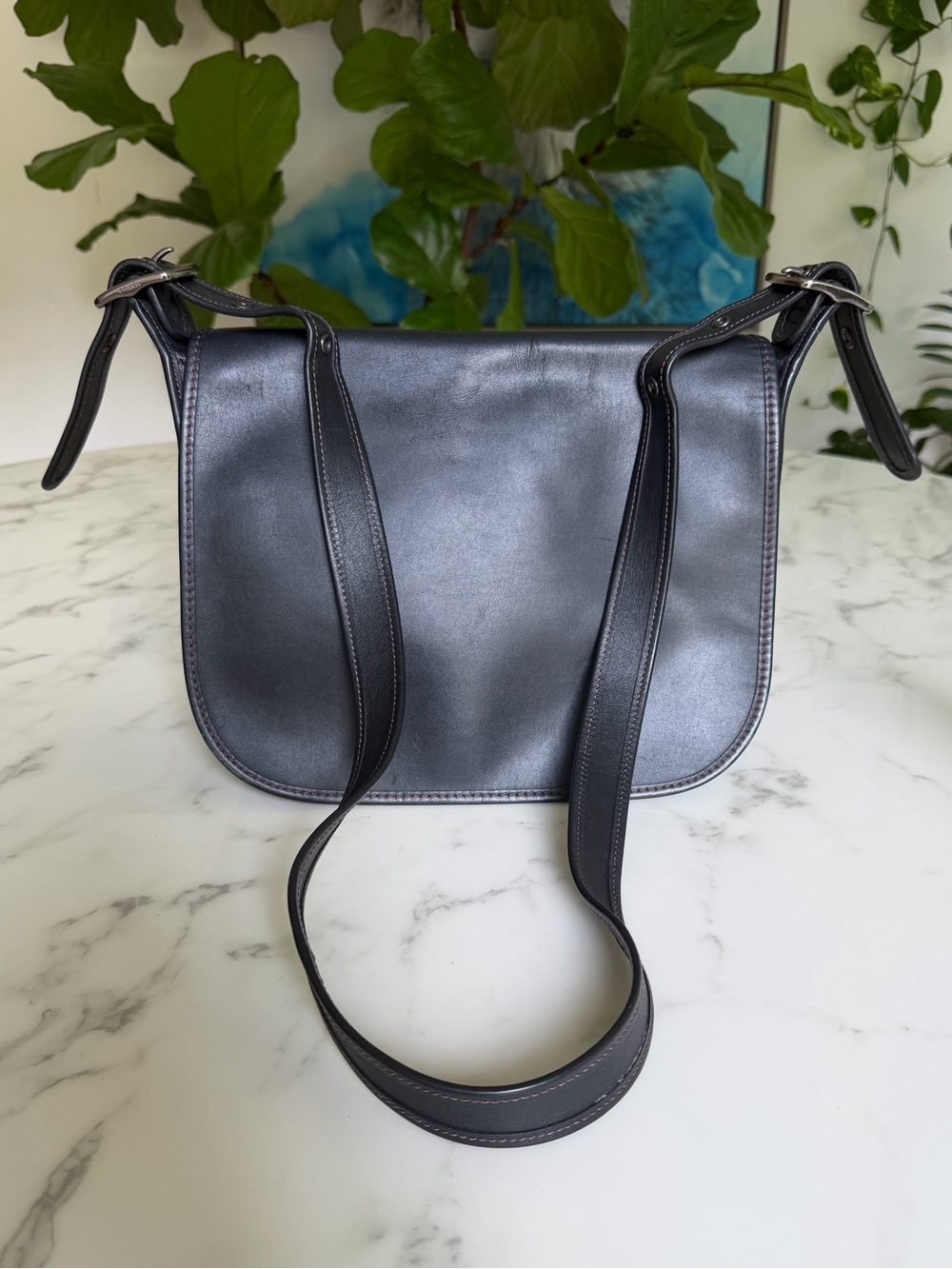 Coach Patricia Saddle Bag Leather 75th Anniversary Black Oxblood Contrast F38247